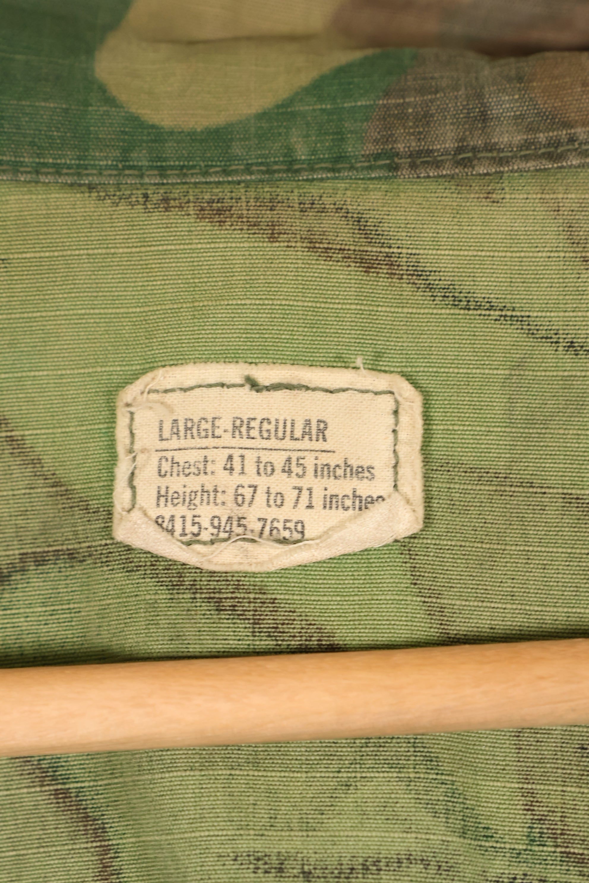 1968年契約　L-R　リップストップ　ERDL迷彩　ジャングルファティーグ　ジャケット　状態良い　中古品