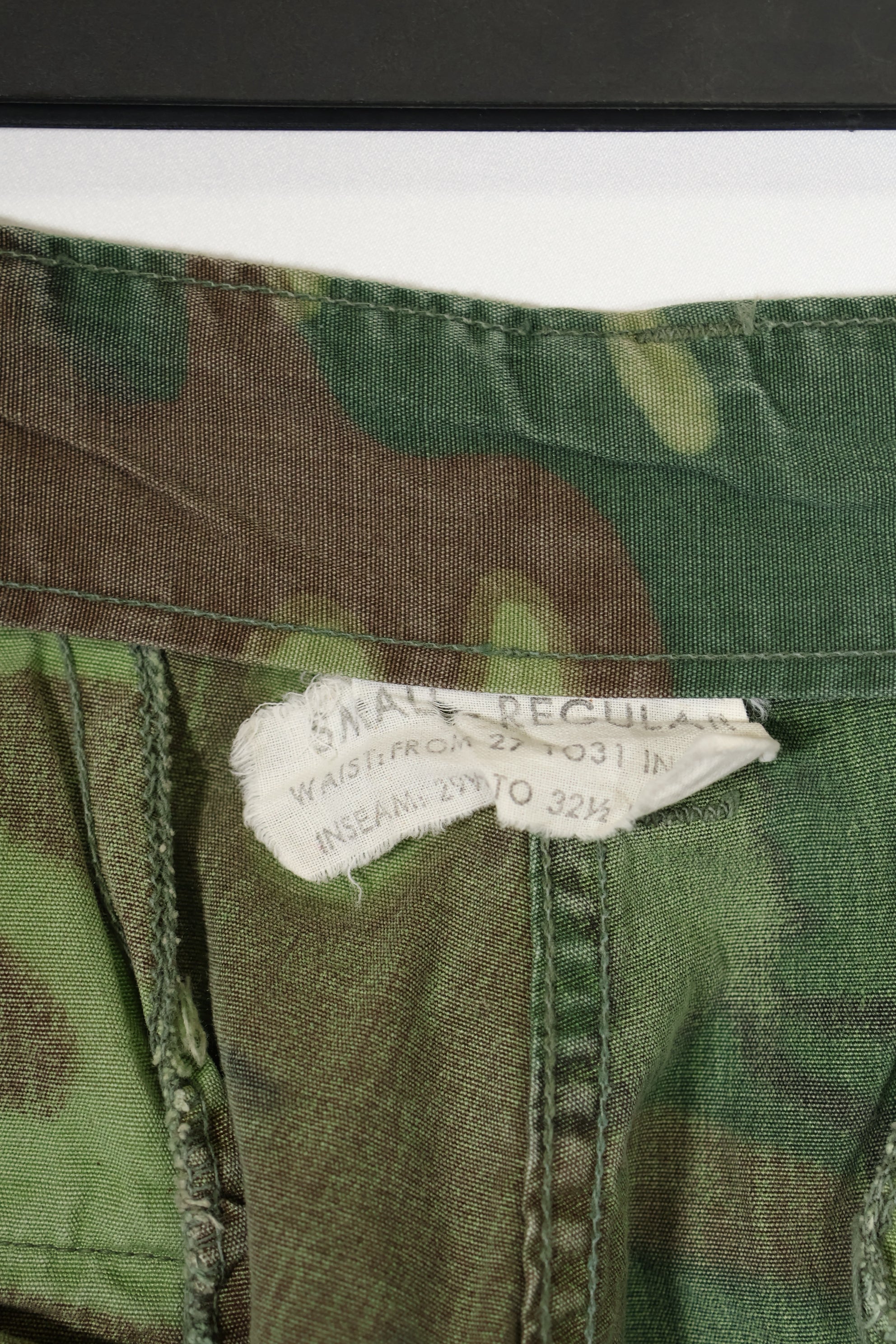 Real non ripstop fabric ERDL camouflage pants, used, faded, SMALL-REGULAR