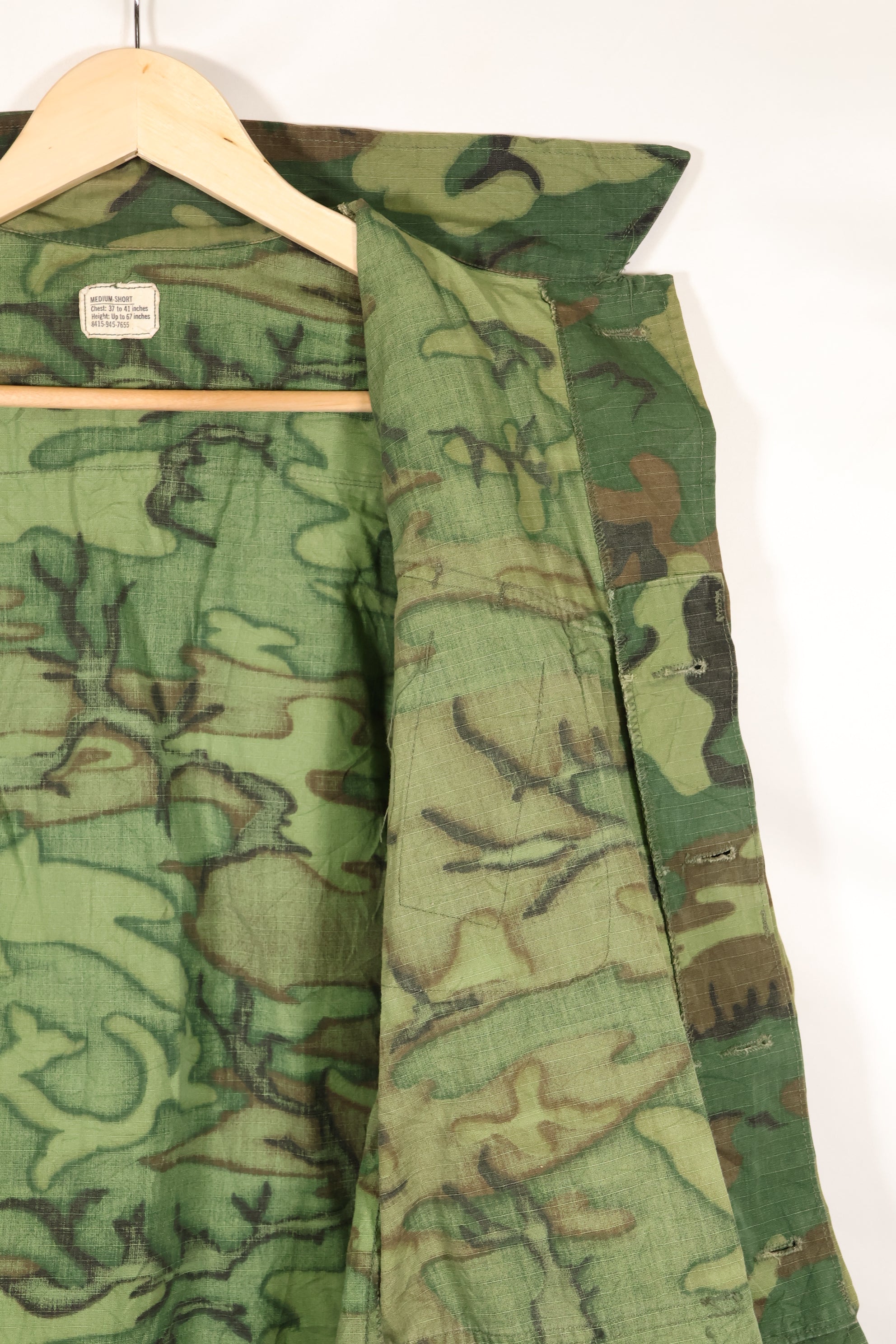 1969年契約　M-S　リップストップ　ERDL迷彩　ジャングルファティーグ　ジャケット　褪色あり　中古品