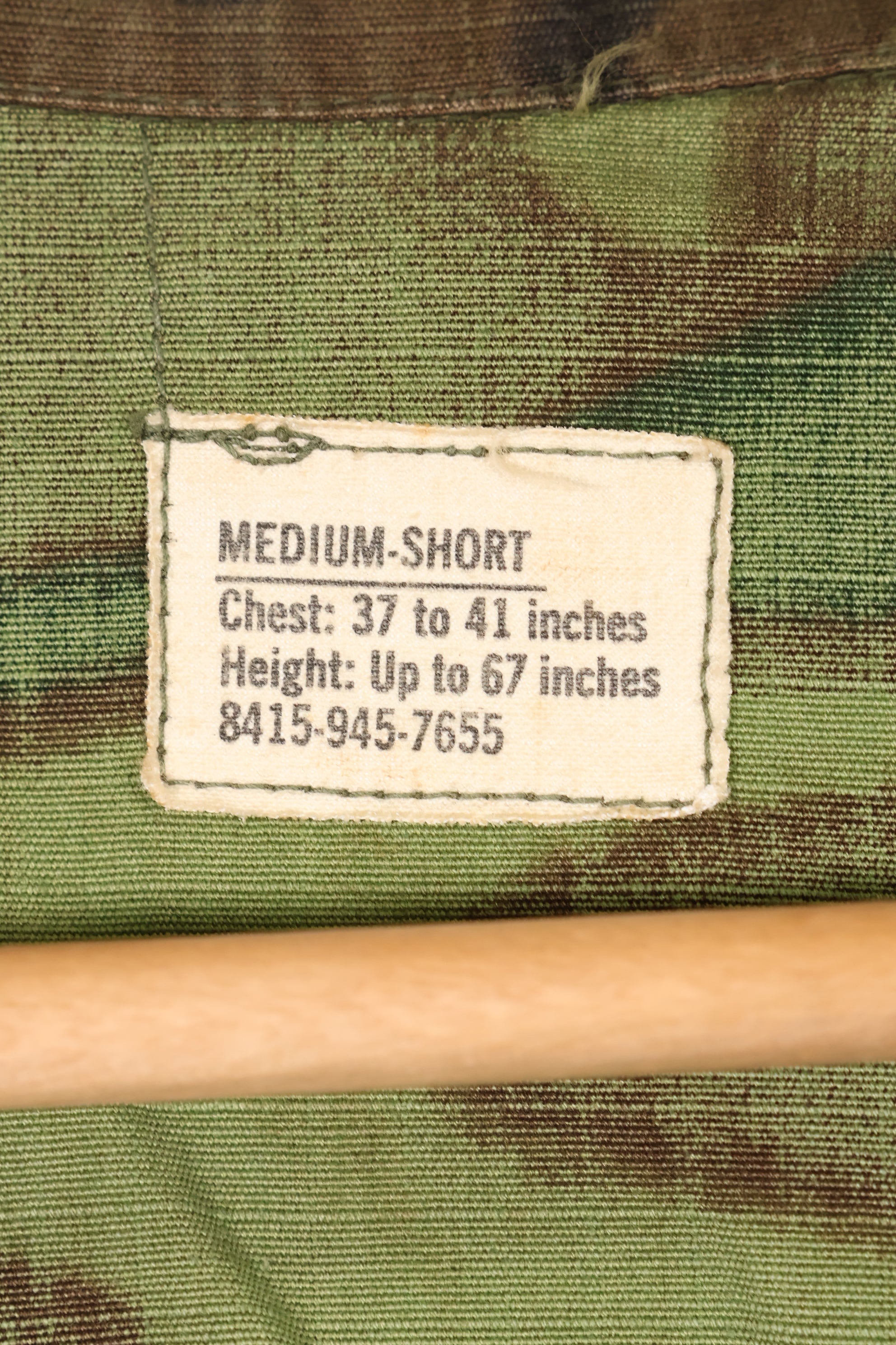 1969 Contract M-S Ripstop ERDL Camouflage Jungle Fatigue Jacket, faded, used, B