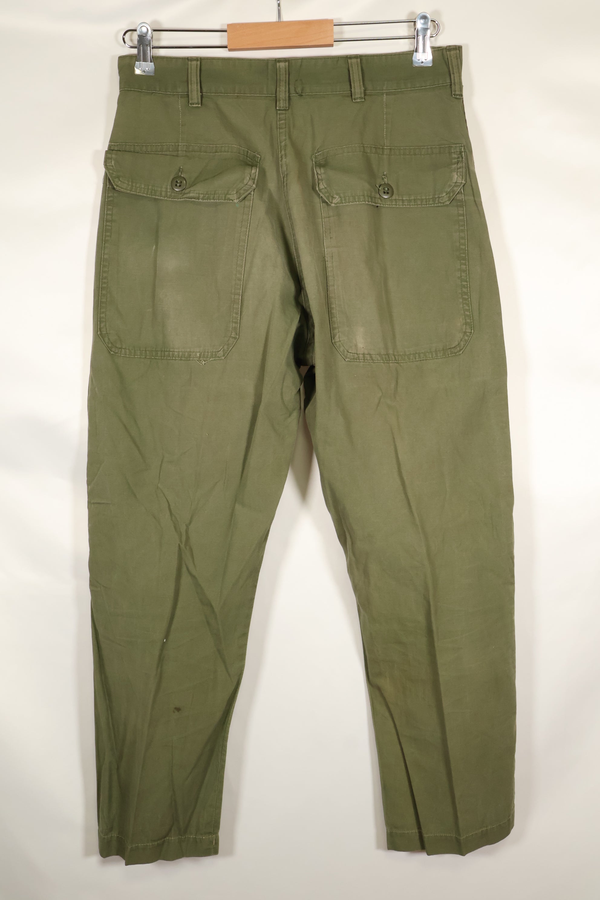 Late 1960s U.S. Army OG-107 Poplin fabric utility pants, used.