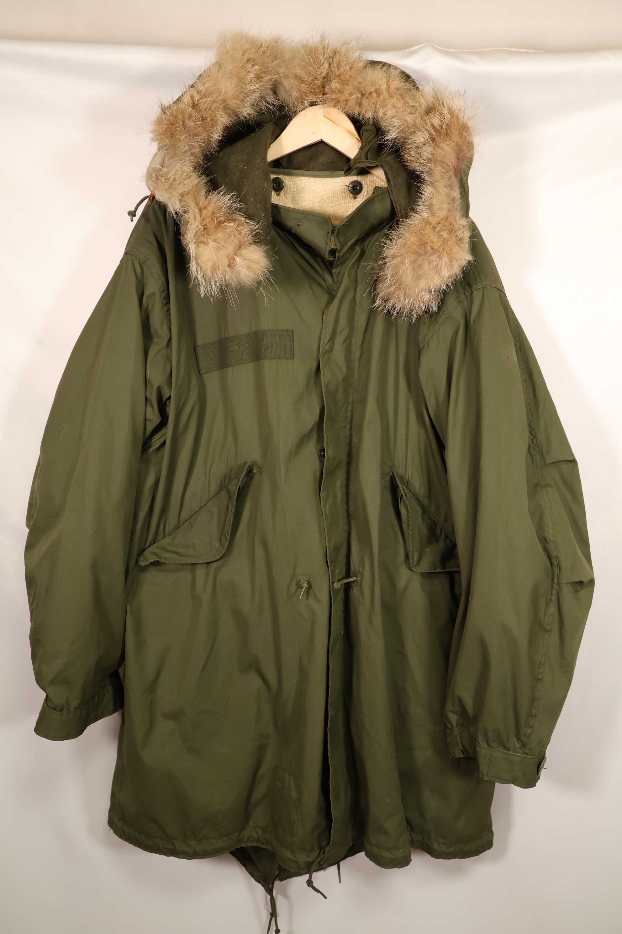 Real Combination M65 field parka coyote fur pile liner jacket, unused.