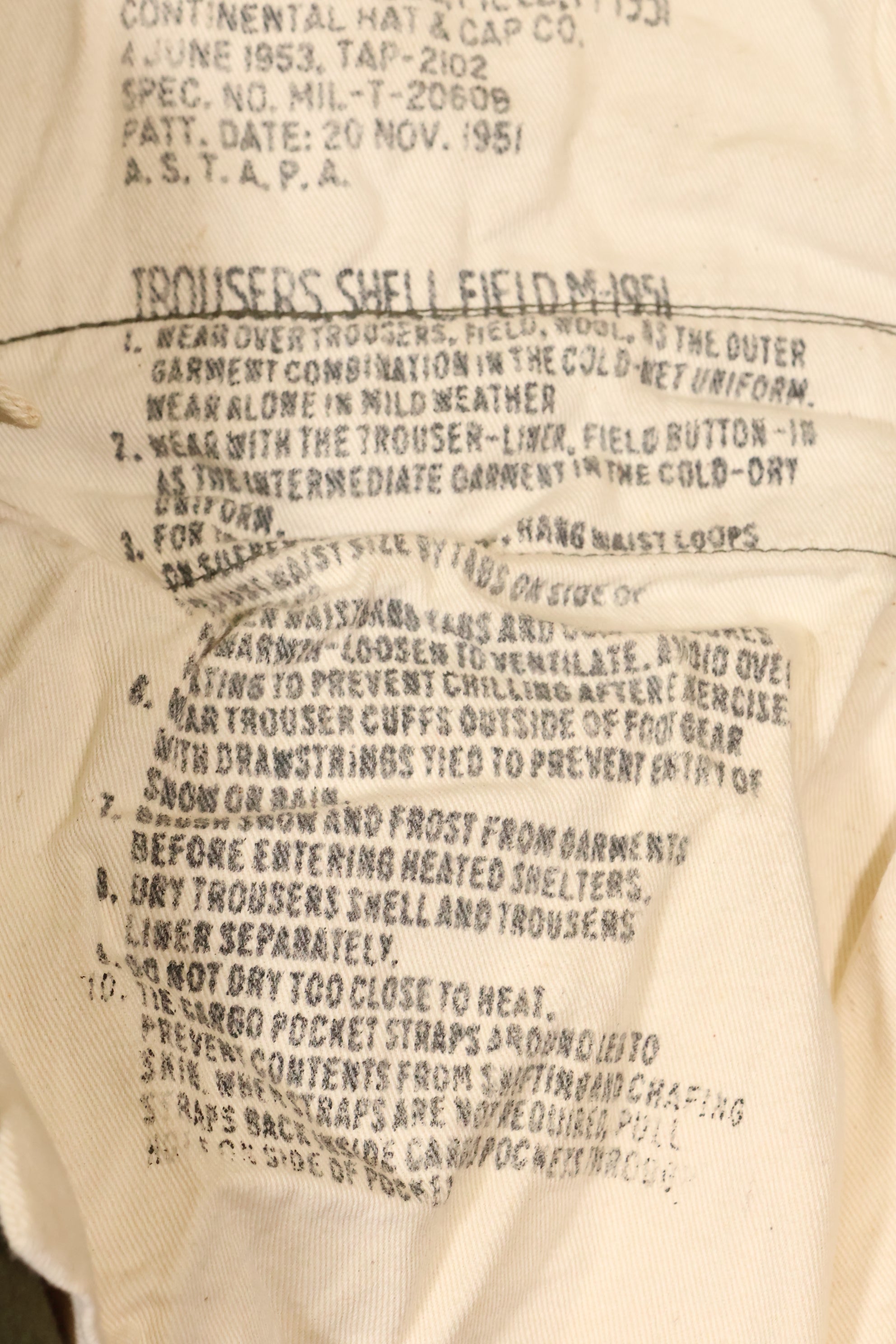 1953 Contract Large Size US Army M-1951 Field Pants Cargo Pants Used