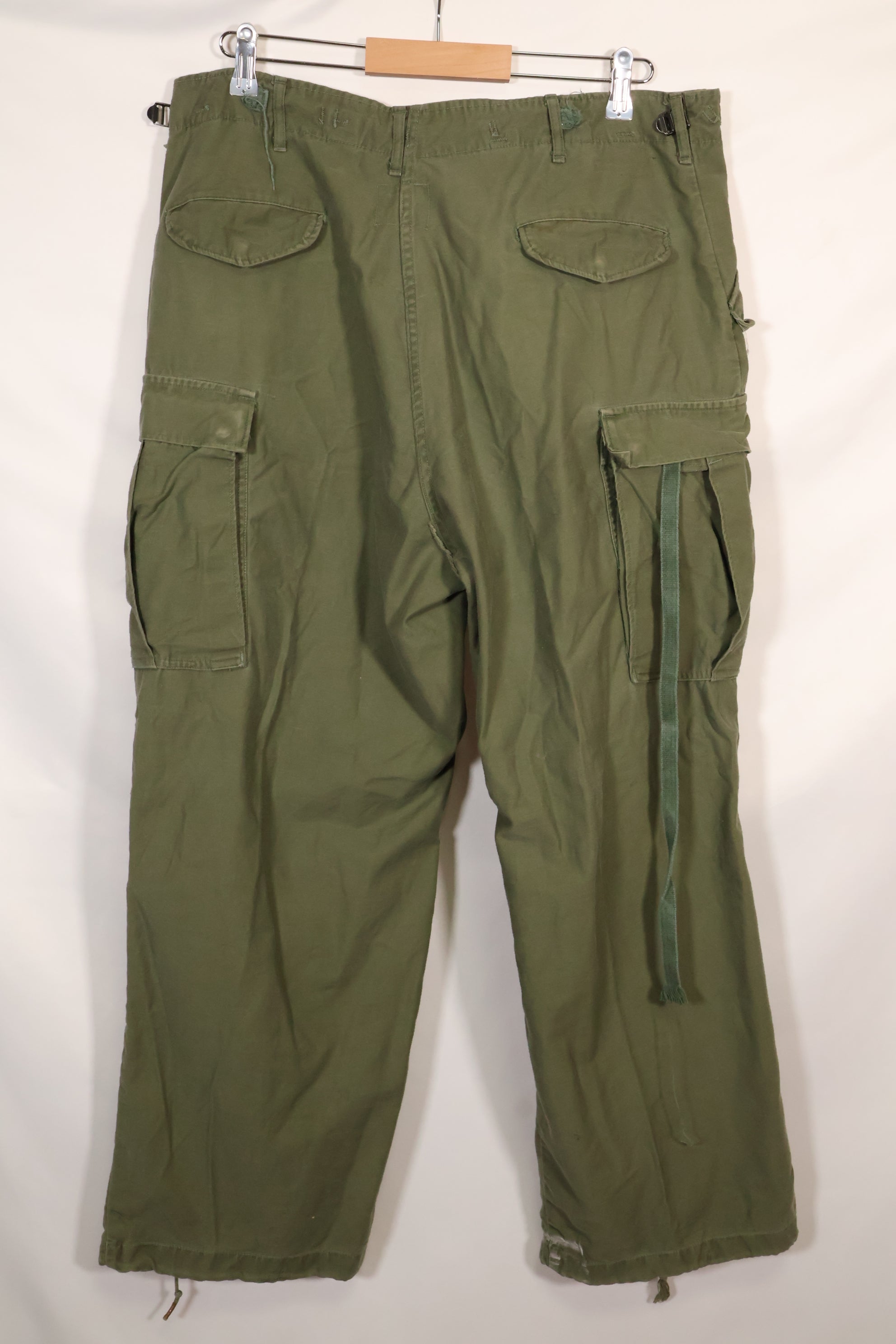 1960s-70s, estimated M-R U.S. Army M65 cotton field pants, used.