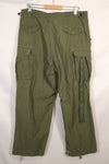 1960s-70s, estimated M-R U.S. Army M65 cotton field pants, used.