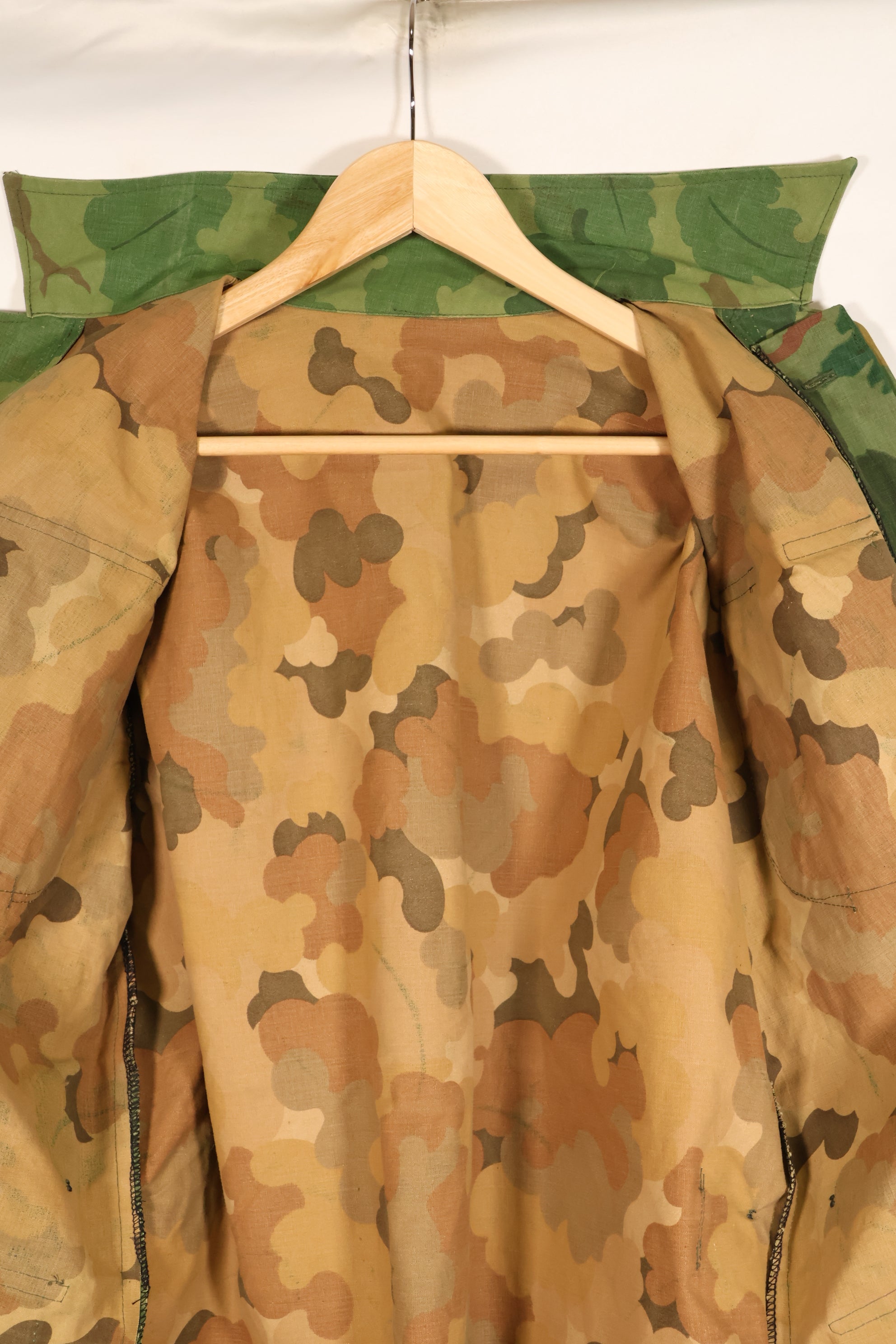 Authentic Fabric, Post-War Production, Authentic Mitchell Camouflage, Made from Shelter Half Fabric, 1st Model Jungle Fatigue Jacket, Used