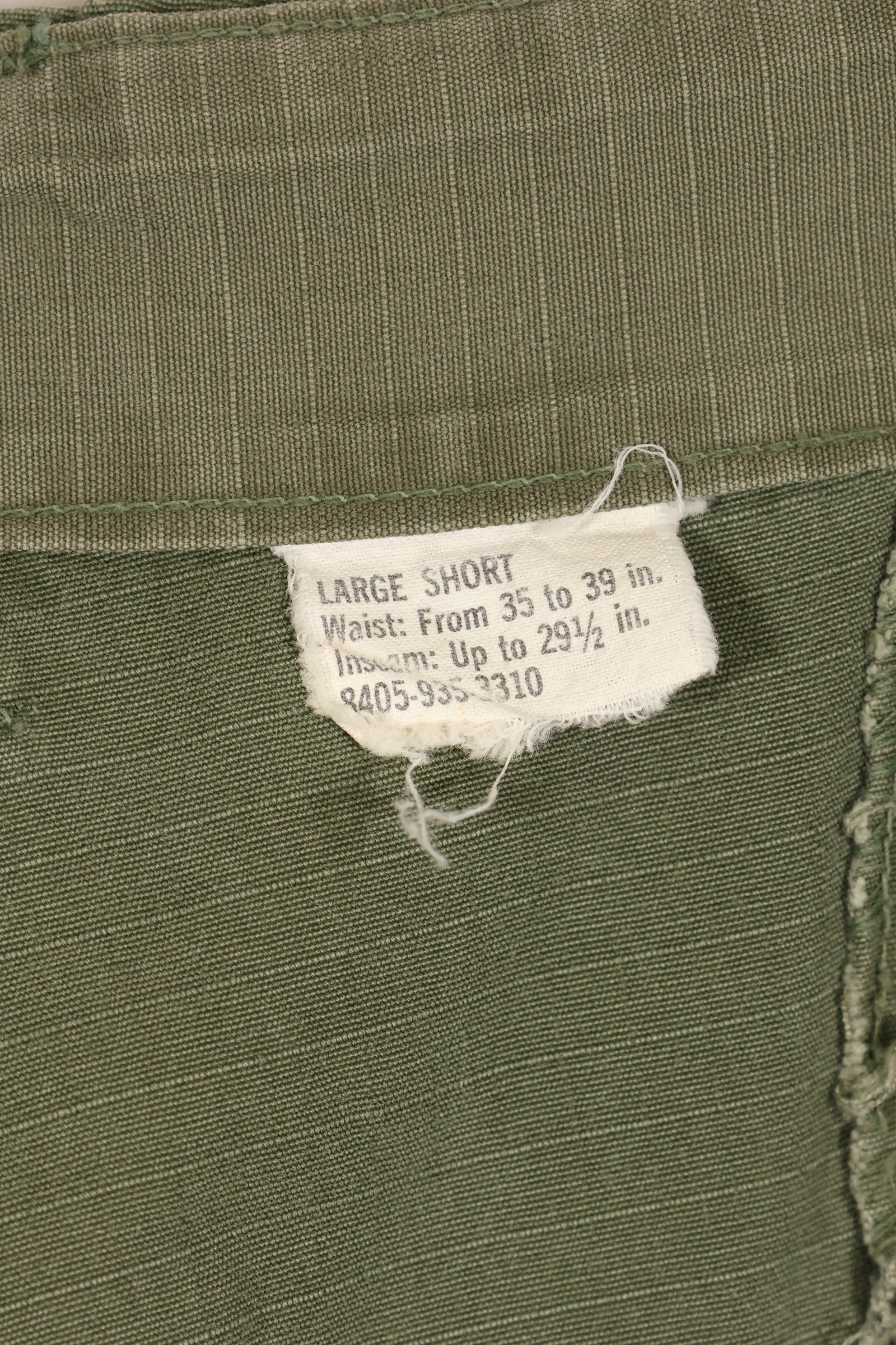 1969 Contract L-S 4th Model Jungle Fatigue Pants, used with fading.