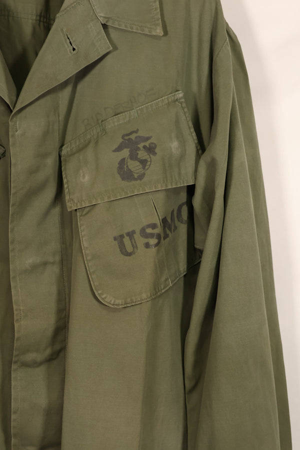 Real Lot circa 1966-1967 USMC 3rd Model Jungle Fatigue Jacket, used.