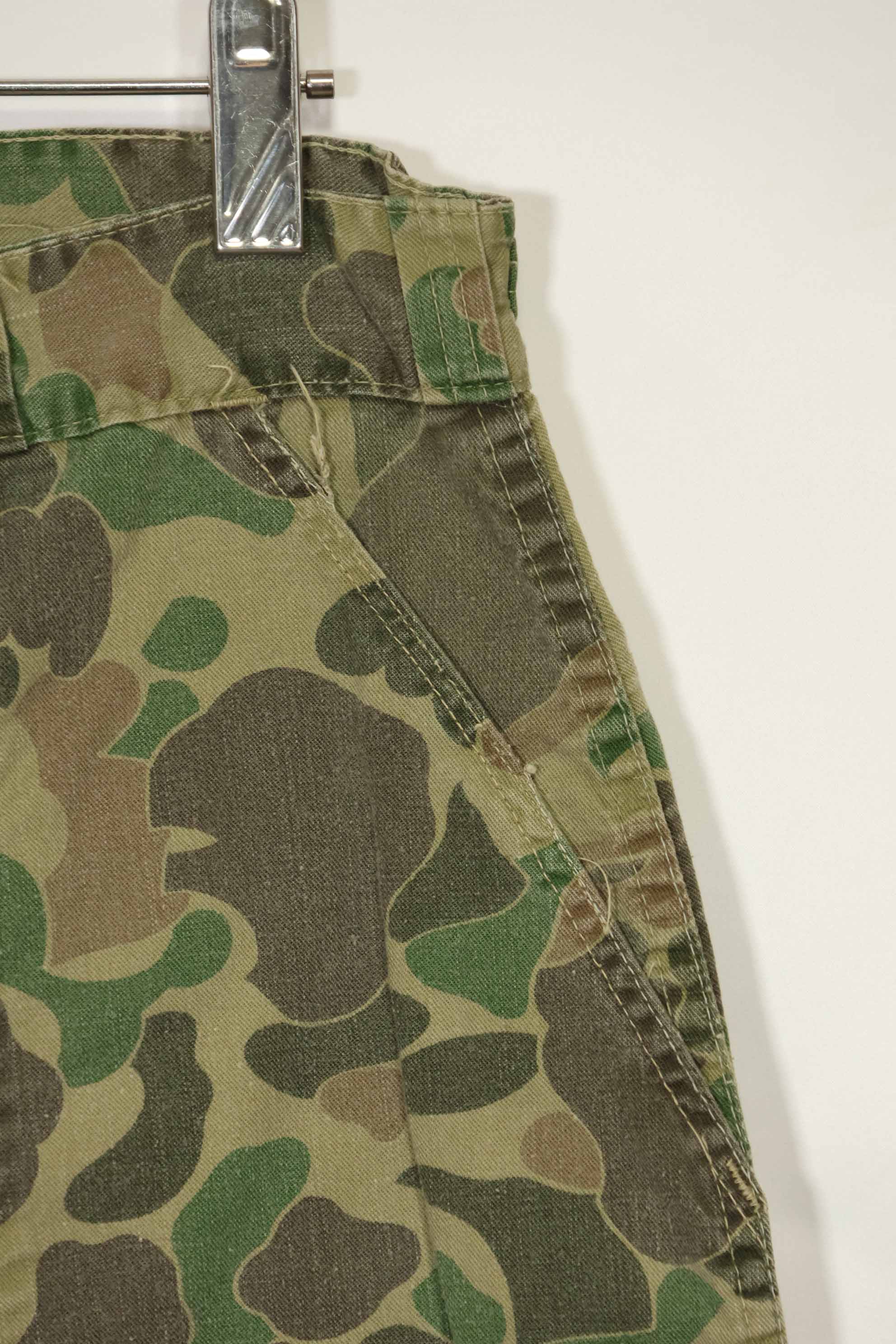 1970s civilian frogskin camouflage hunting pants, used.