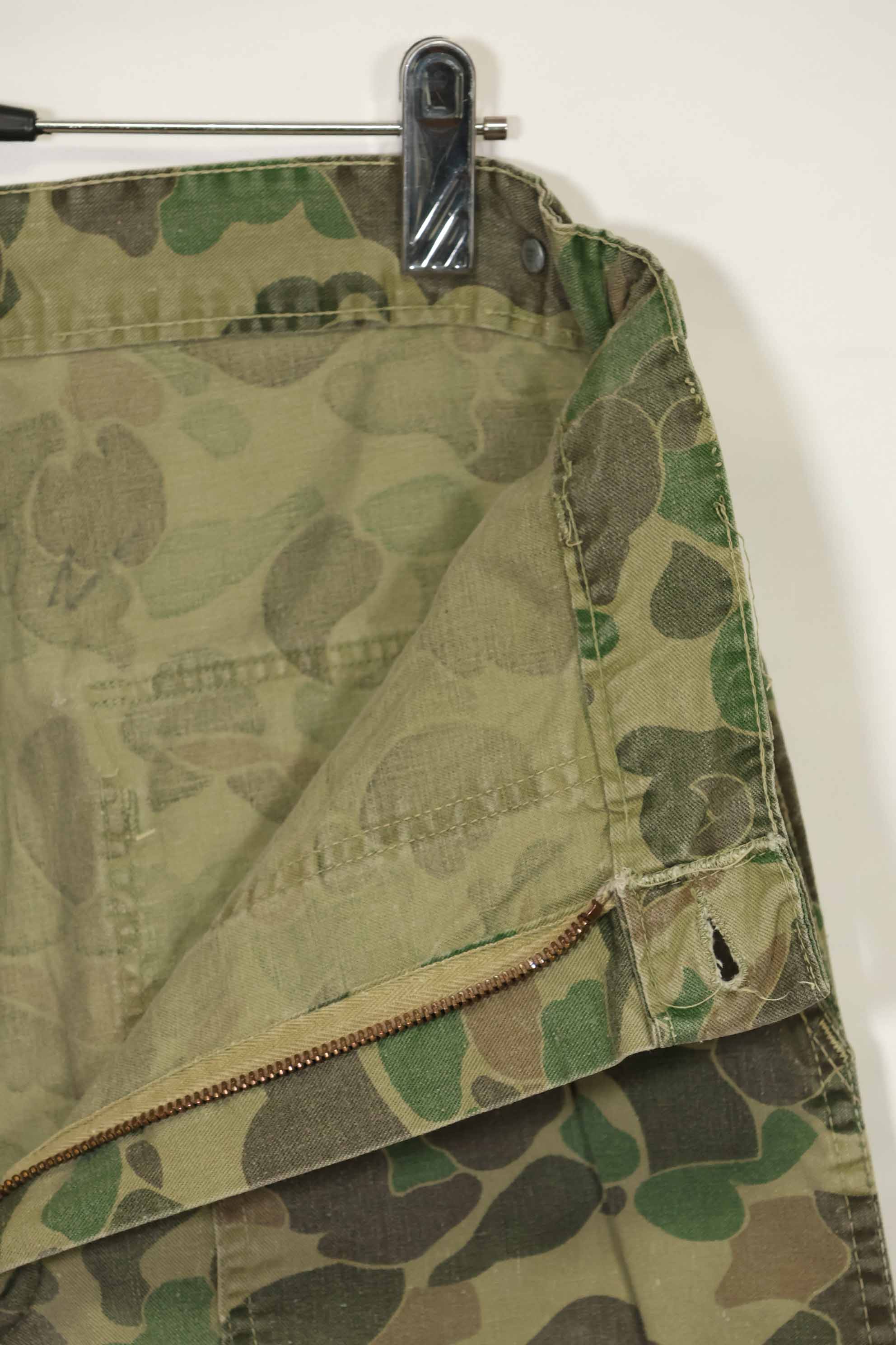 1970s civilian frogskin camouflage hunting pants, used.