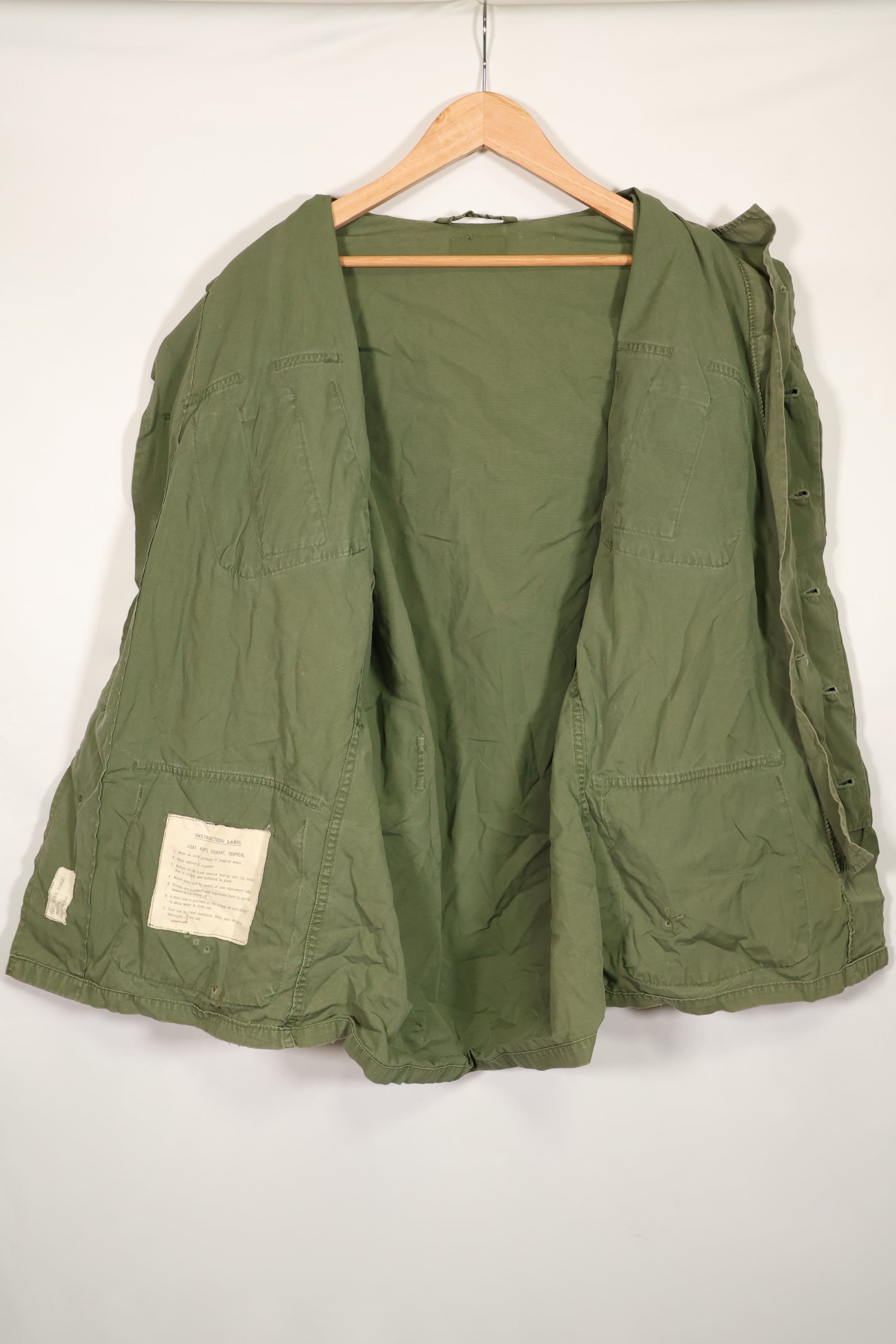 Real 1963 1st Model Jungle Fatigue Jacket, patch marks, faded.