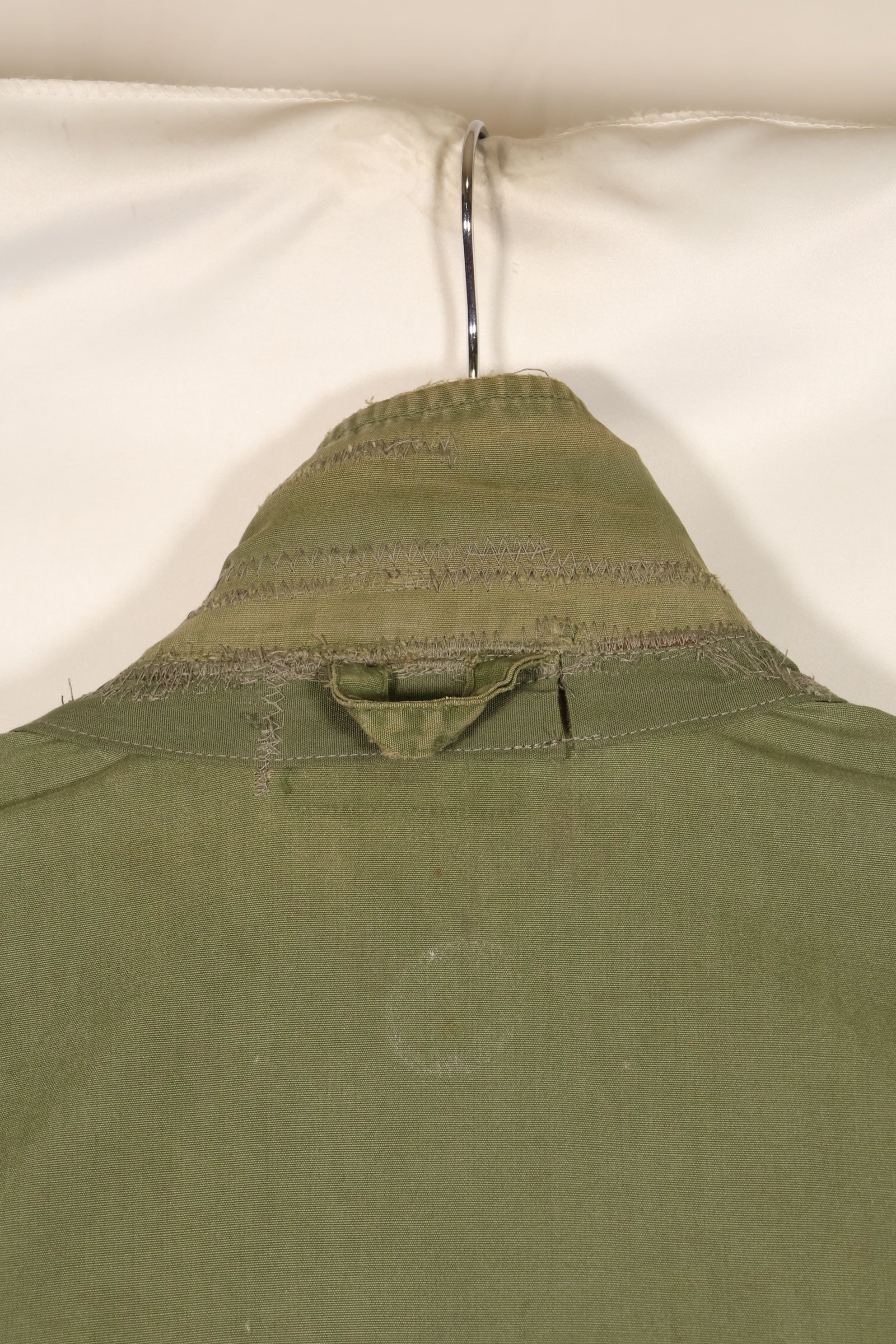 1963 Contract, estimated SMALL 1st Model Jungle Fatigue Jacket, used, stains, scratches.