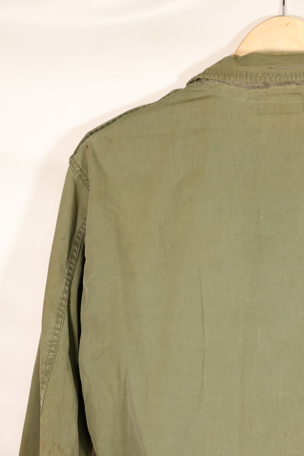 1963 Contract, estimated SMALL 1st Model Jungle Fatigue Jacket, used, stains, scratches.