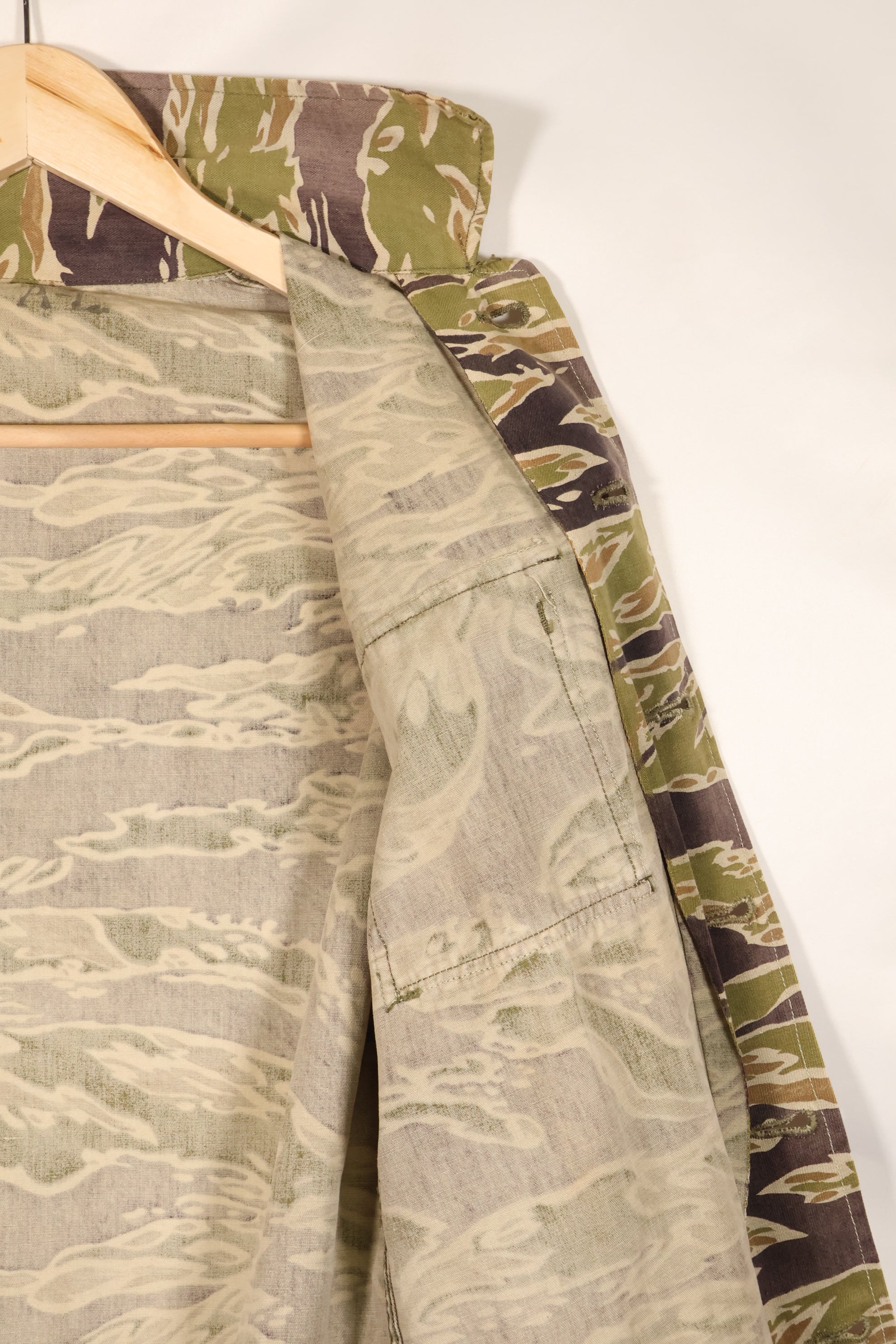 Real Late War Pattern Tiger Stripe Shirt, heavy weight fabric, faded, used.