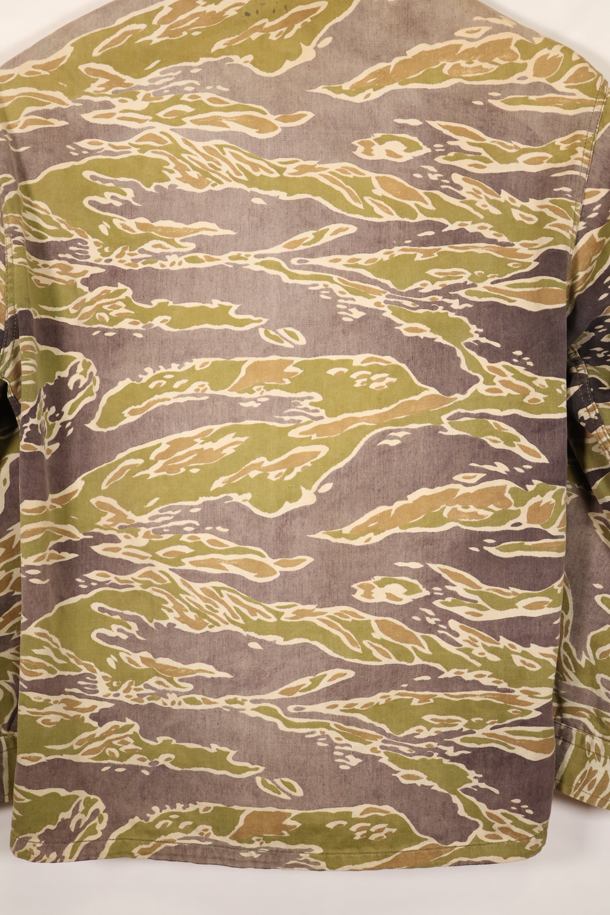 Real Late War Pattern Tiger Stripe Shirt, heavy weight fabric, faded, used.