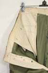 1940s-50s U.S. Army M45 cotton field pants with modified cargo pockets, airborne use, used, A