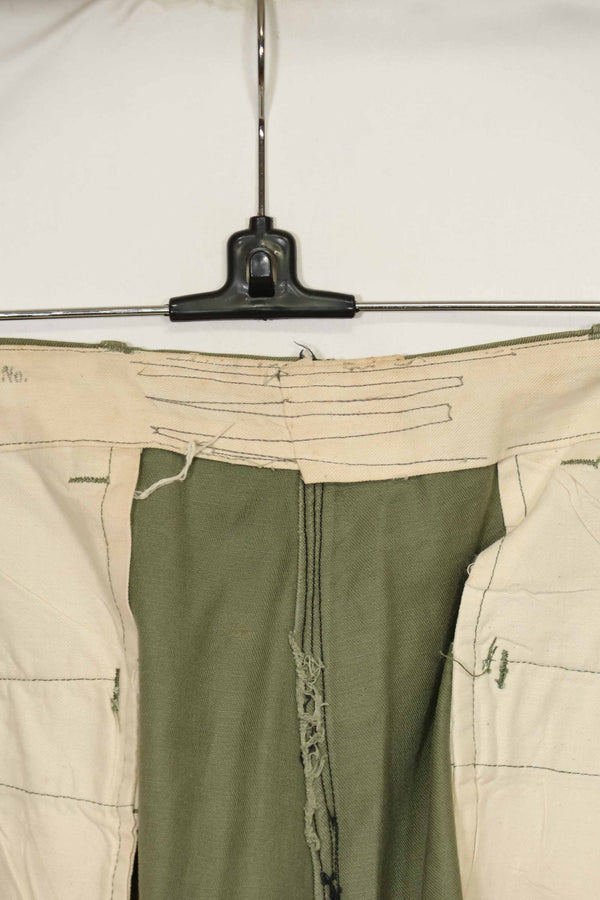 1940s-50s U.S. Army M45 cotton field pants with modified cargo pockets, airborne use, used, A