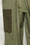 1940s-50s U.S. Army M45 cotton field pants with modified cargo pockets, airborne use, used, A