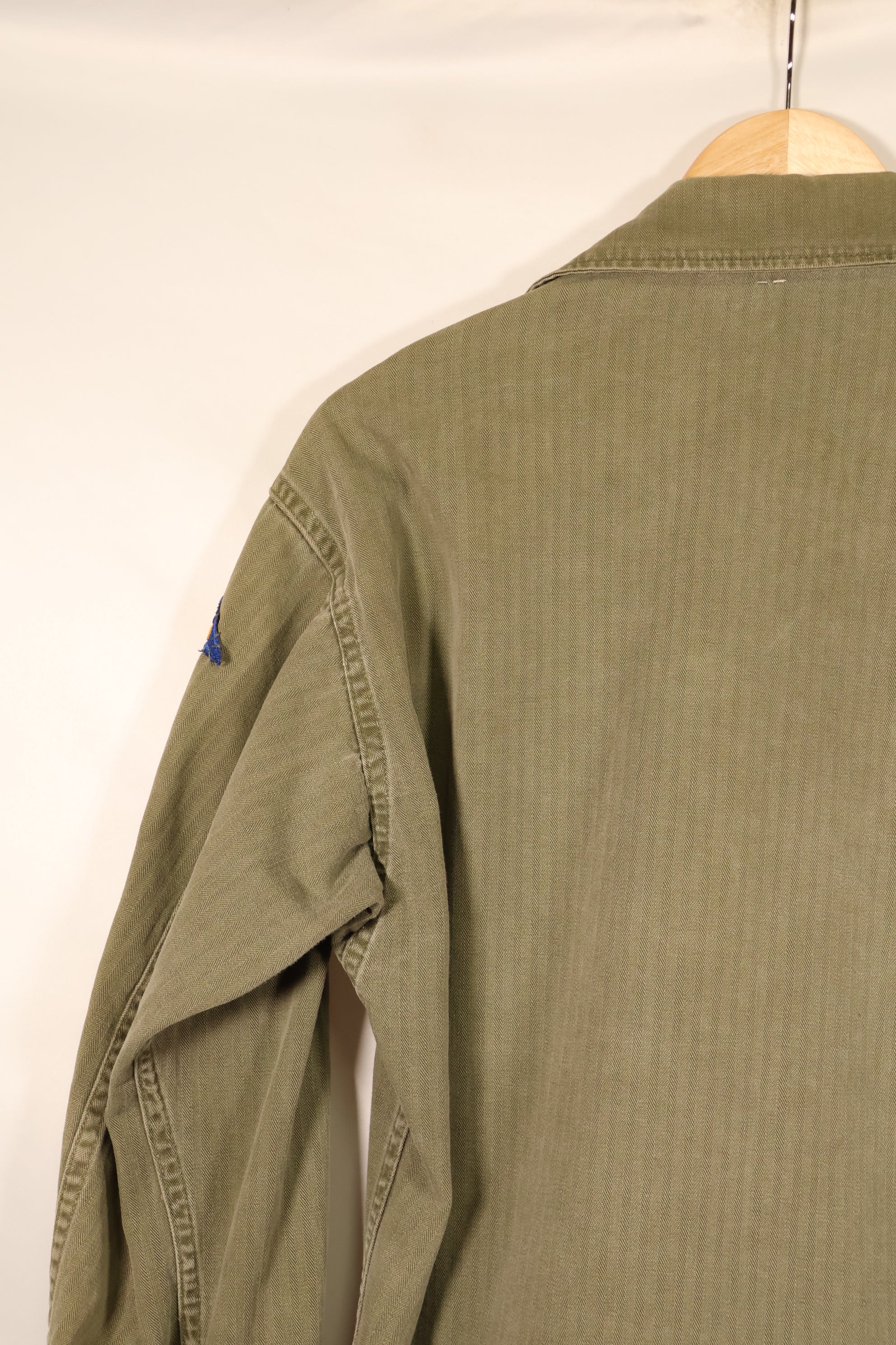 Late 1940s–1950s, U.S. Army, M-47 HBT Utility Shirt with Patches, Used