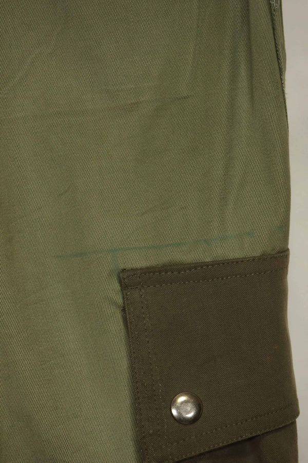 1940s-50s U.S. Army M45 cotton field pants with modified cargo pockets, airborne use, used, A