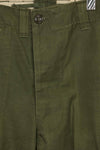 1940s-50s US Army M45 cotton field pants with modified cargo pockets, airborne use, used, B