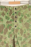 1940's P-44 frogskin camouflage pants USMC, faded, scratched, used.