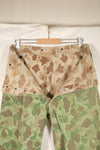 1940's P-44 frogskin camouflage pants USMC, faded, scratched, used.