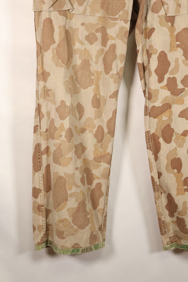 1940's P-44 frogskin camouflage pants USMC, faded, scratched, used.