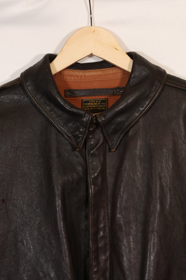 2000's size 44 Real McCoys A-2 flight jacket, repaired, used