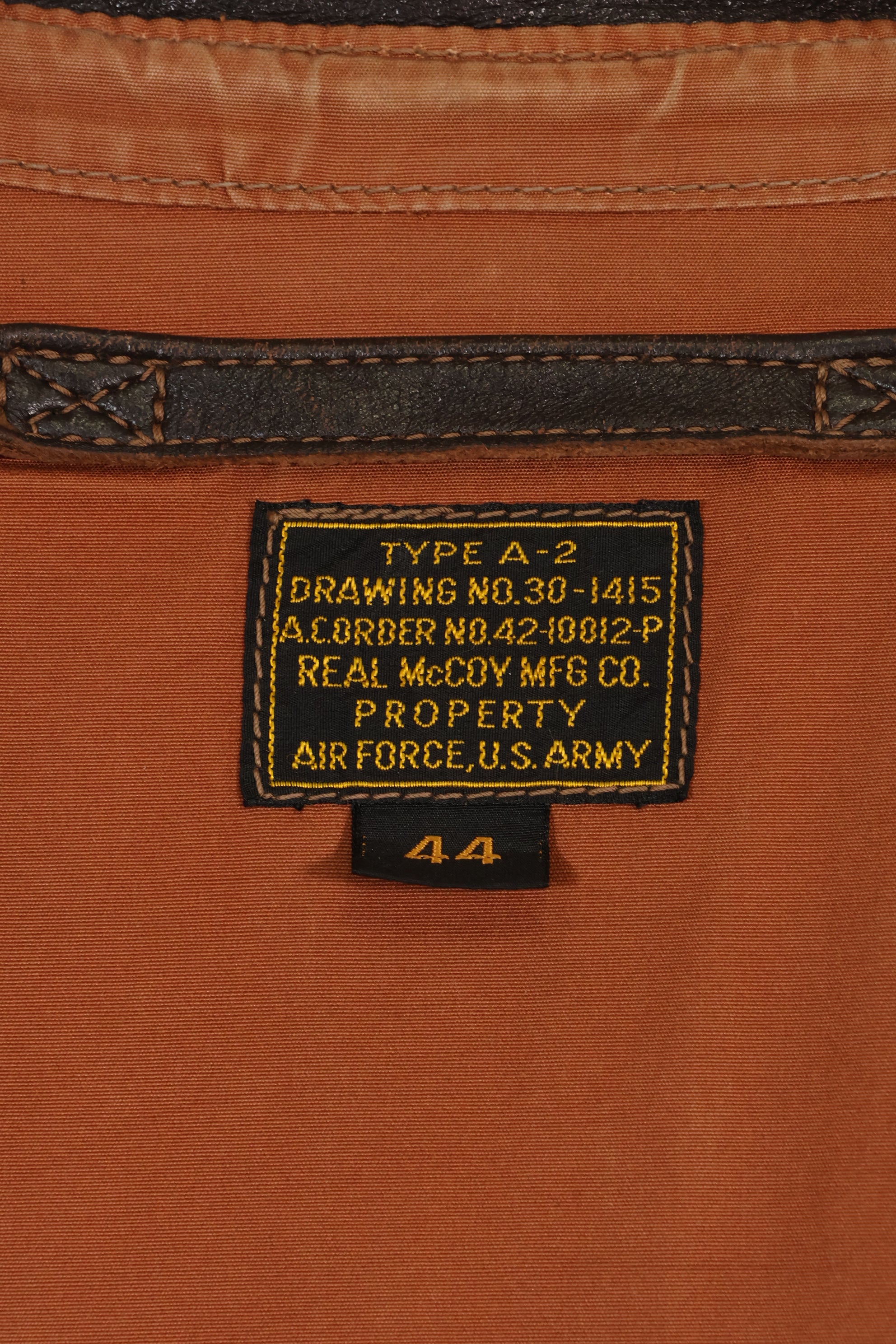2000's size 44 Real McCoys A-2 flight jacket, repaired, used