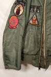 Late 1960's Estimated LARGE US Navy MA-1 Flight Jacket with pilot modifications, used.