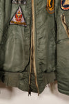 Late 1960's Estimated LARGE US Navy MA-1 Flight Jacket with pilot modifications, used.