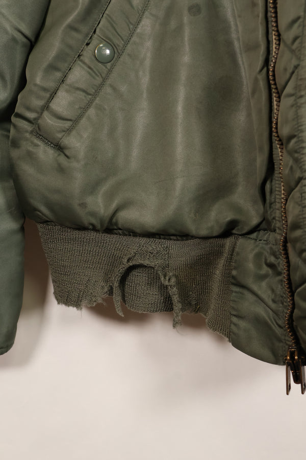 Late 1960's Estimated LARGE US Navy MA-1 Flight Jacket with pilot modifications, used.