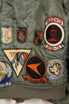 Late 1960's Estimated LARGE US Navy MA-1 Flight Jacket with pilot modifications, used.
