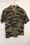 1960s US-L silver tiger stripe US cut shirt short sleeves custom torn
