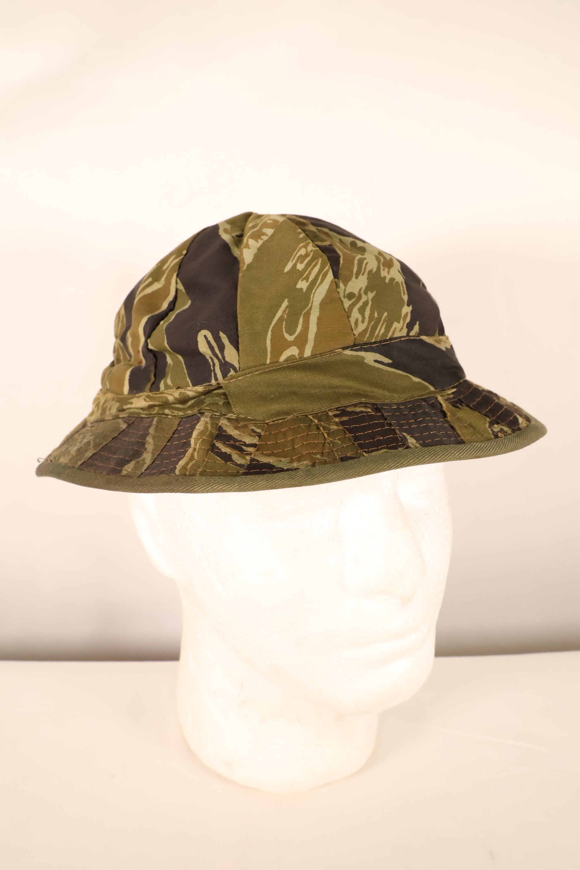 Authentic Fabric: South Vietnamese Marine Corps (VNMC) 3rd Pattern Transition-Period Fabric, Tiger Stripe Boonie Hat Replica