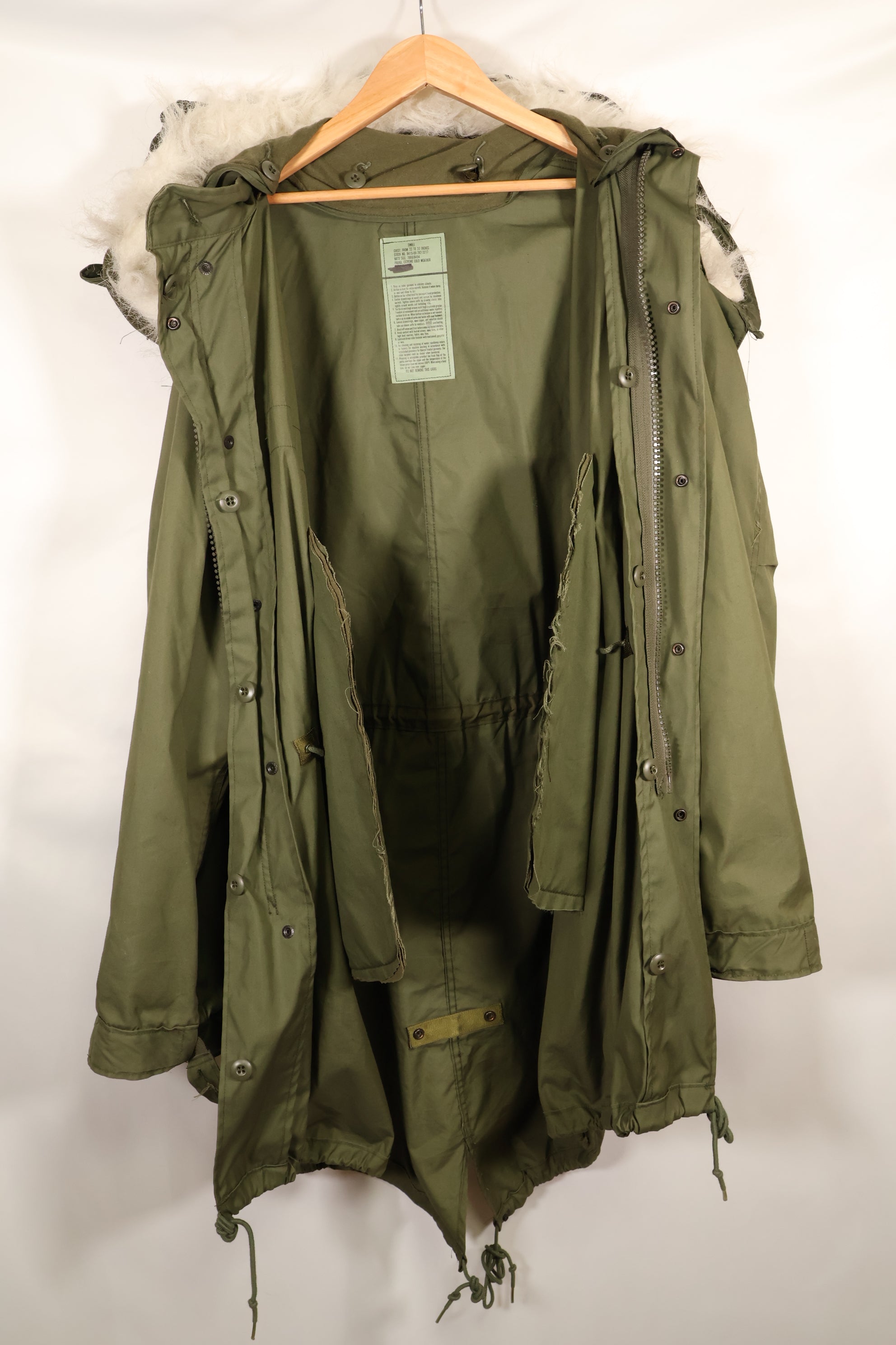 Multiple age lot SMALL M65 field parka fishtail parka, used in good condition, C