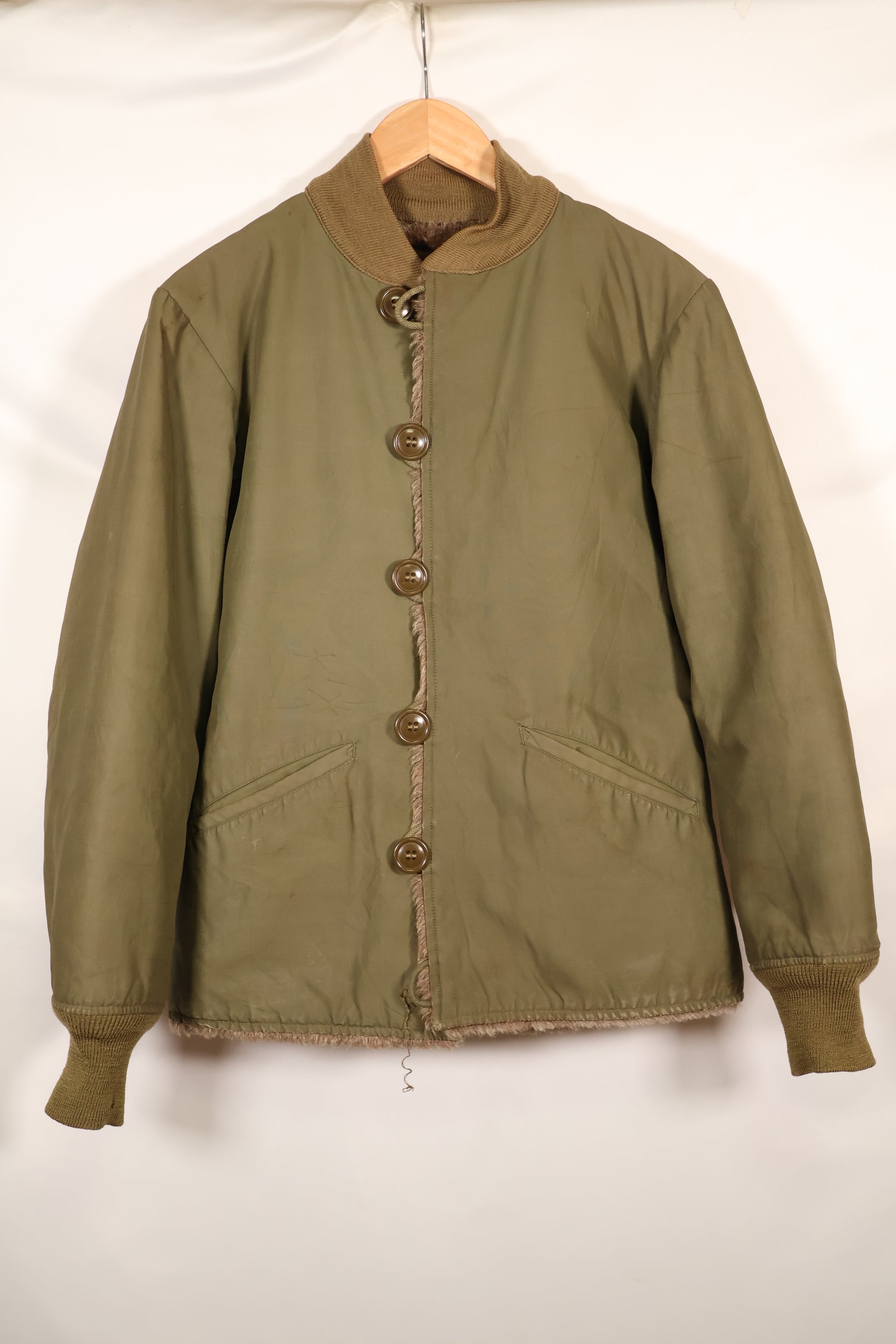 1940s WWII M-43 Field Jacket with thermal liner, used.