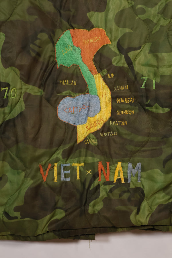 1970-71 large size Vietnam War camouflage poncho tour jacket DA NANG used
