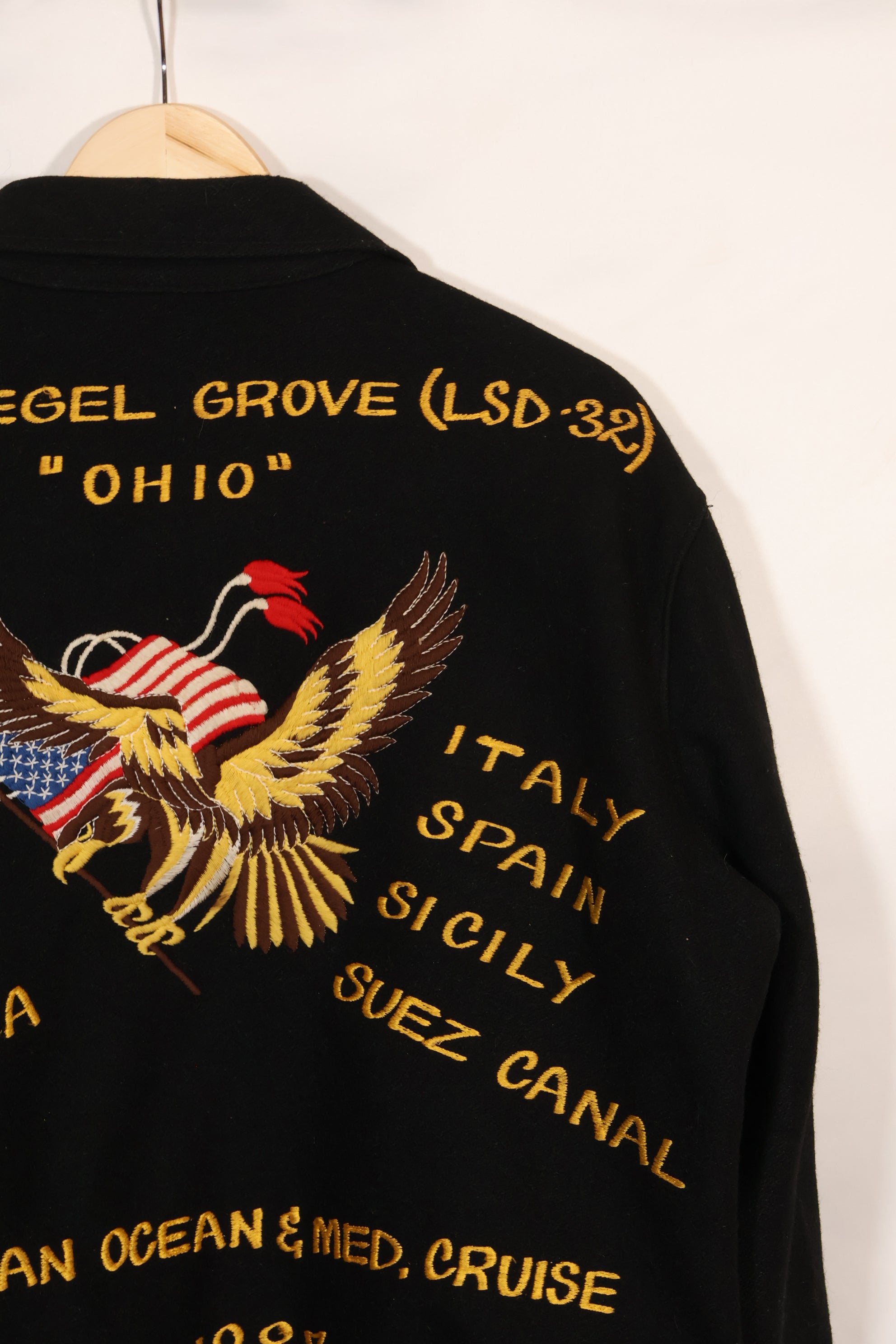 1987 large size US Navy USS SPIEGEL GROVE tour jacket.