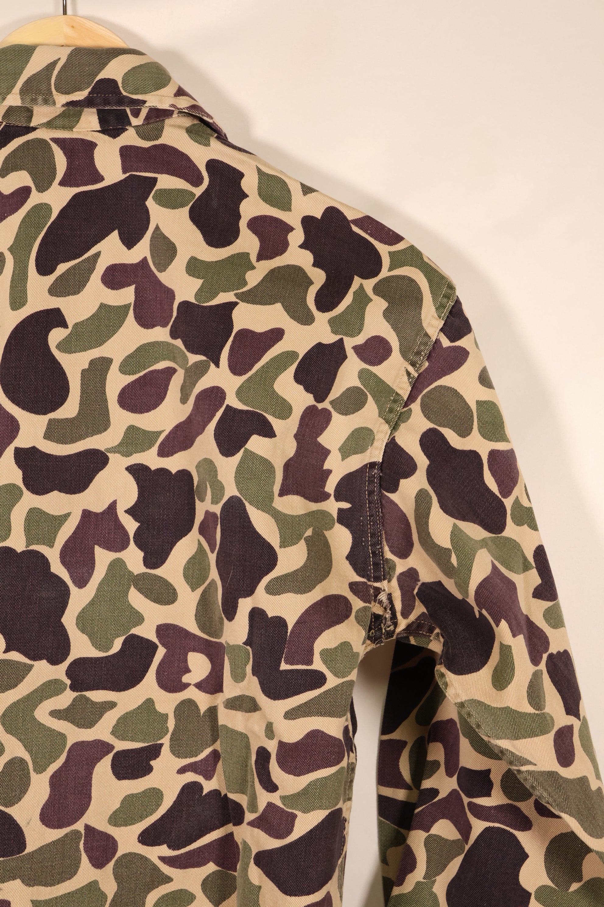 Early 1960s, A-M Equivalent, CIDG, Beogam Camouflage, Asian Cut, Shirt, Locally Made, Frog Skin Camouflage, Used