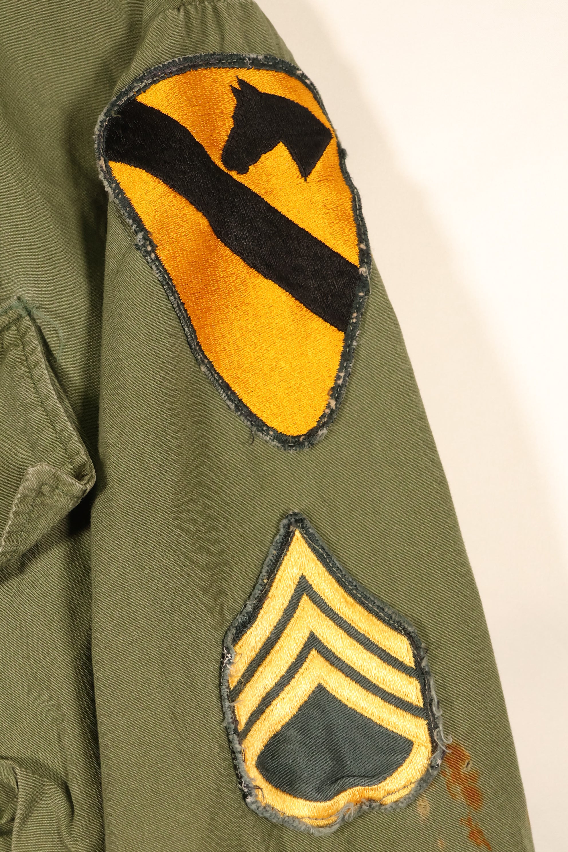 Contract item from around 1967—M-S 3rd Model Jungle Fatigue Jacket with patch (added later)—Used