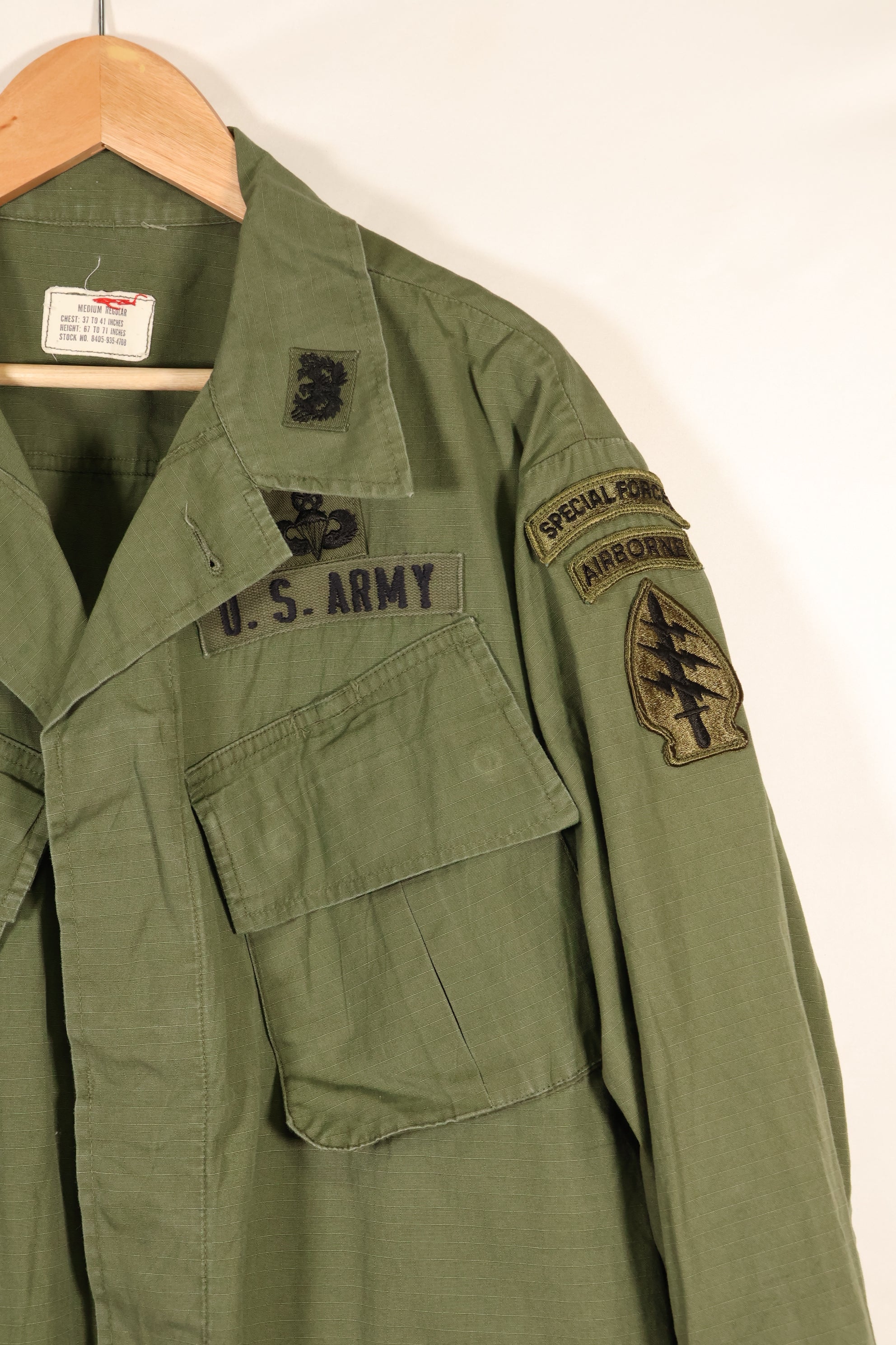 1968 Contract M-R 1980's Green Beret 4th Model Jungle Fatigue Jacket Used