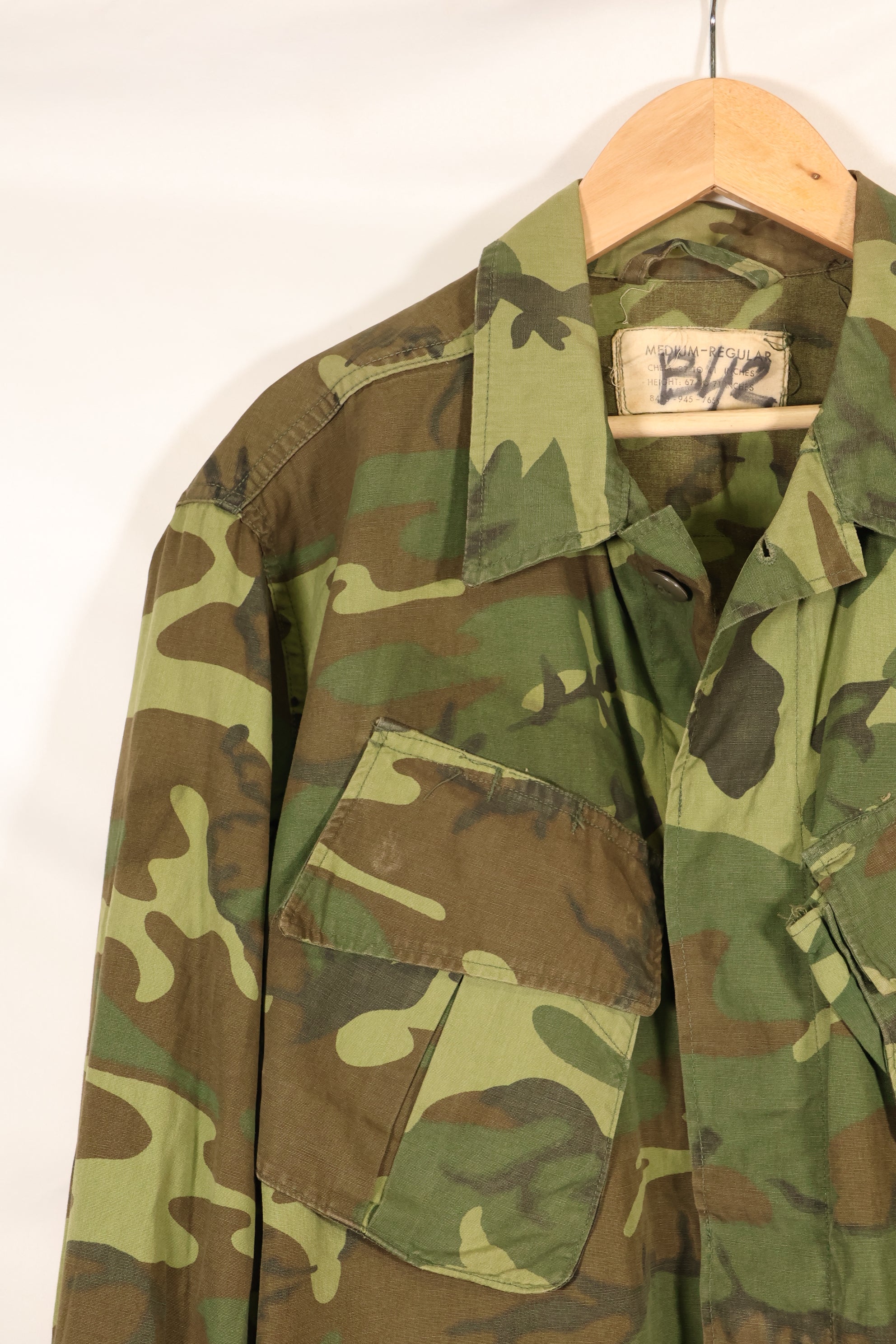 1966-67 Contract M-R ERDL Early Print Jungle Fatigue Jacket Used