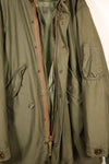 Late 1940's L size US Army M-48 Field Parka with repairs, used movie company costume.