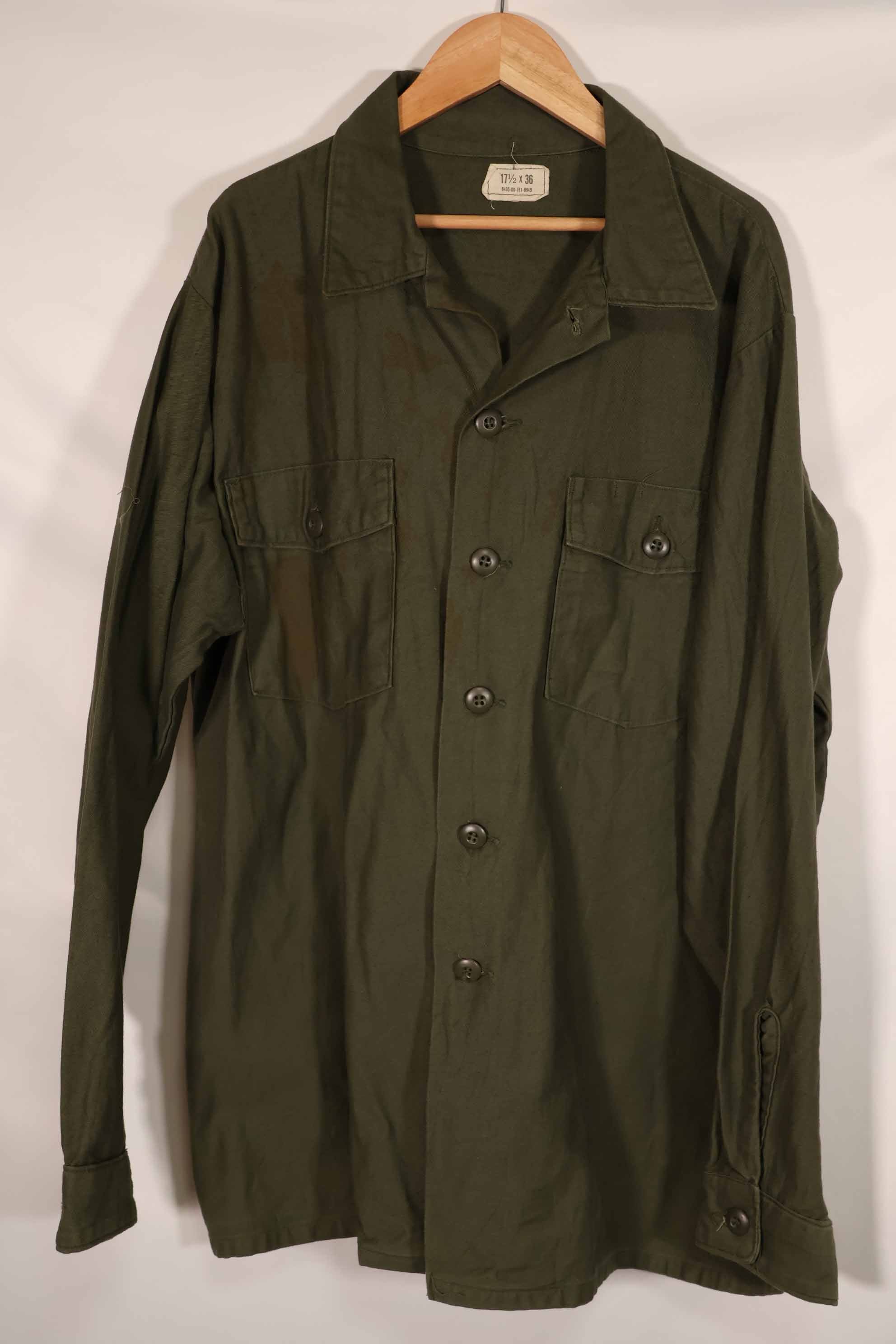 Real 1975 U.S. Army OG-107 Utility Shirt 17 1/2 x 36 Used D