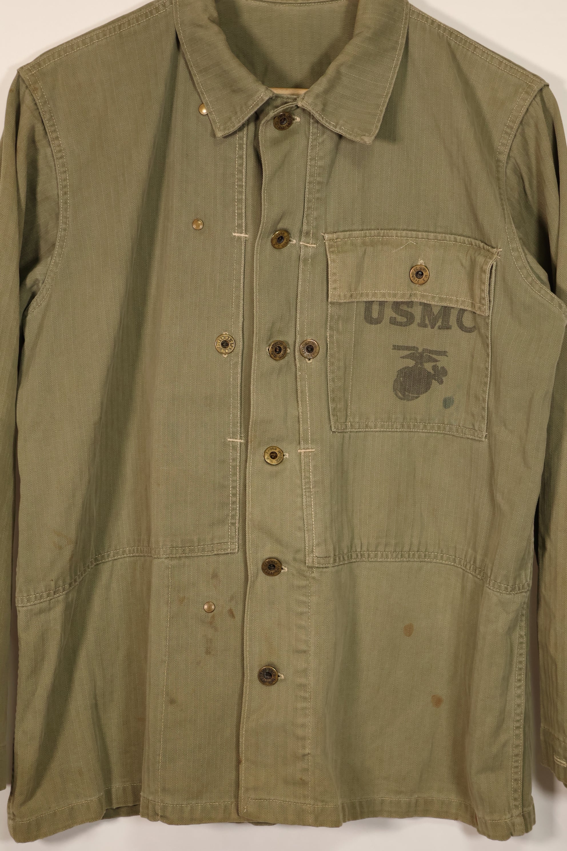Real U.S. Marine Corps USMC M44 HBT Utility Jacket Used