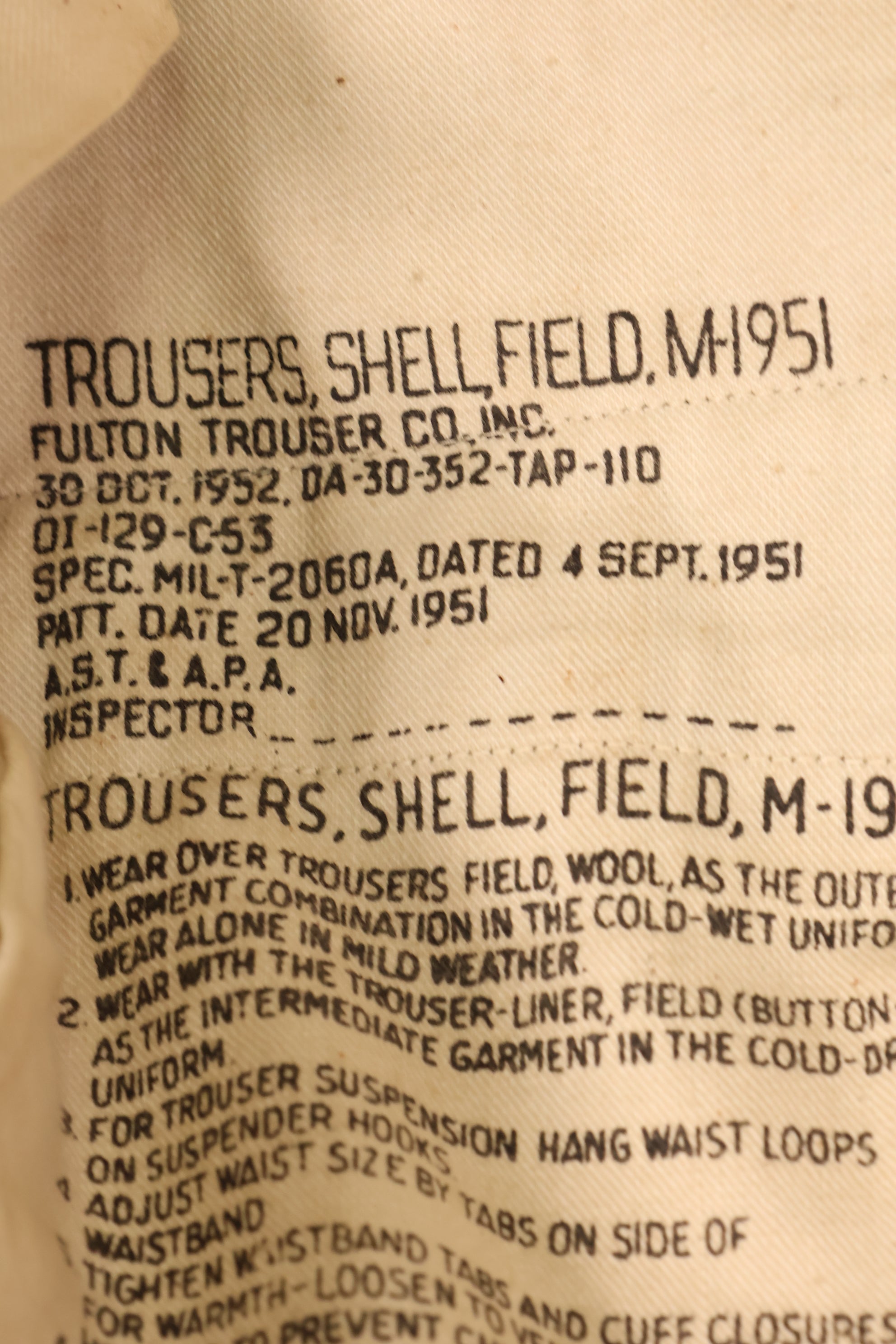 1951 Contract, M-R, U.S. Army, M-1951 Field Pants, M51 Pants, Virtually Unused　
