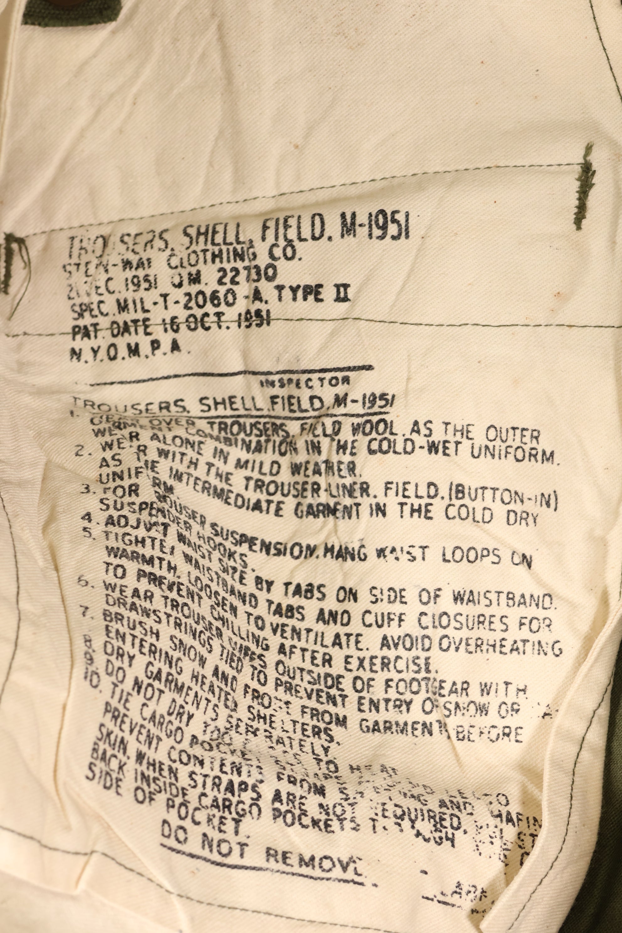 1950s S-R M51 cotton field pants, used.