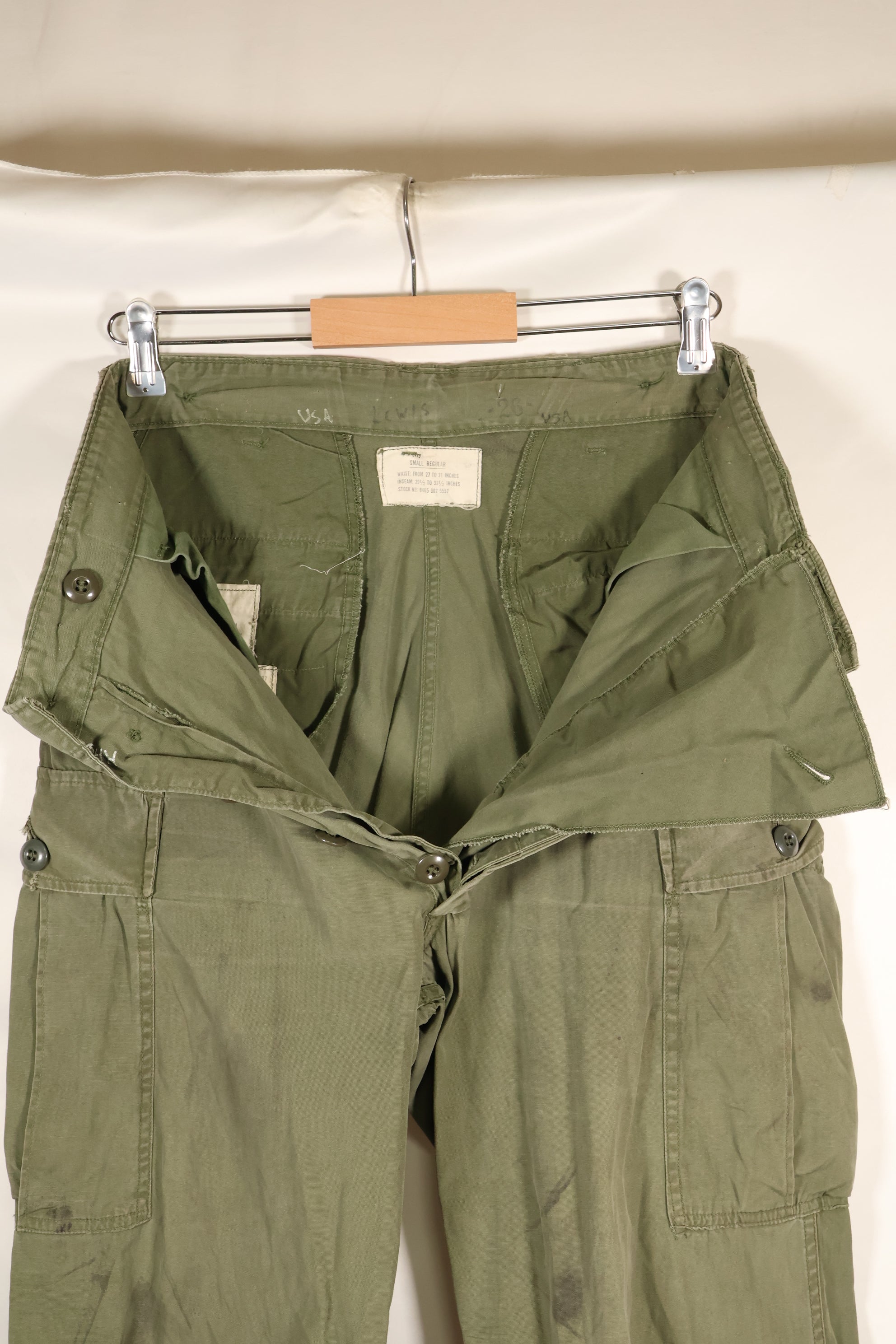 1964 Contract S-R 1st Model Jungle Fatigue Pants, CRC release, faded, used